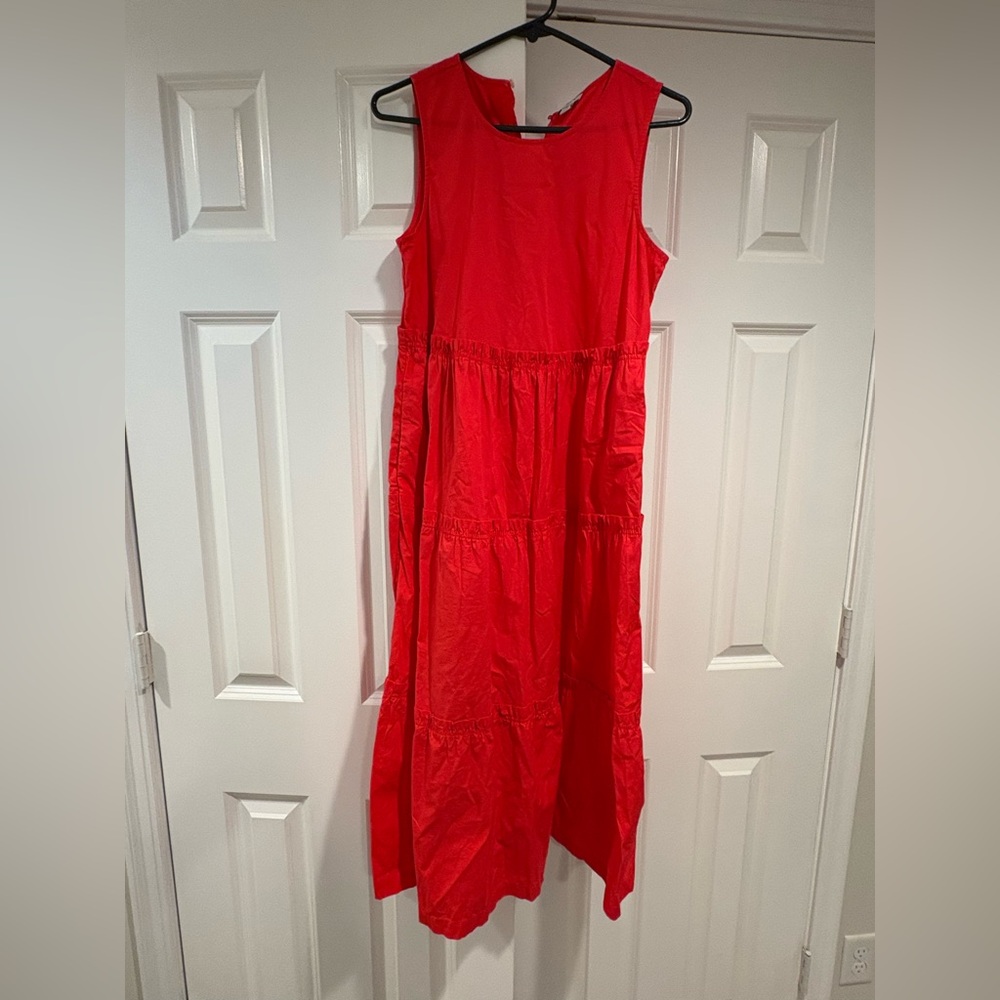JCrew Tiered Red Midi Dress NWOT Size 2 - Picture 2 of 4